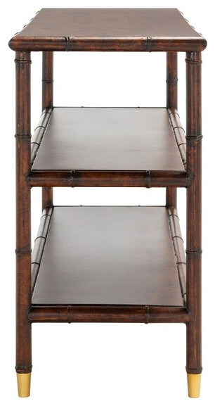 Tudor 2 Shelf Console Table Dark Brown/Gold Safavieh   Asian   Console Tables   by HedgeApple  Houzz