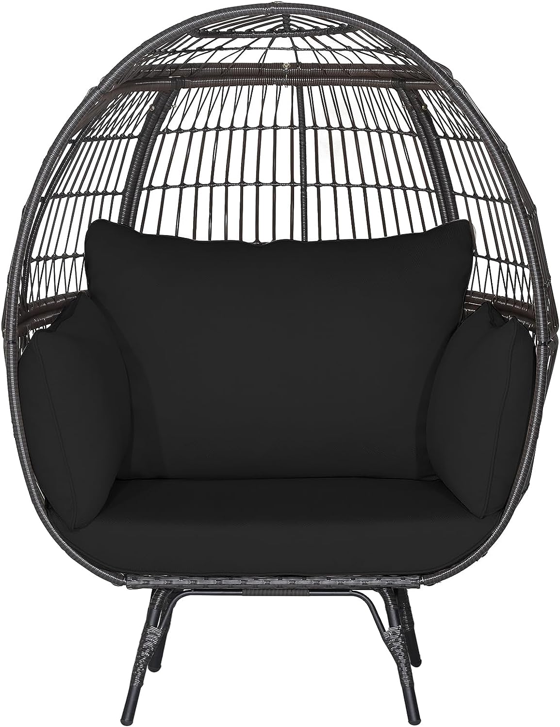 Giantex PE Rattan Egg Chair - Oversized Hammock Chair with Thick Cushions & Sturdy Metal Frame