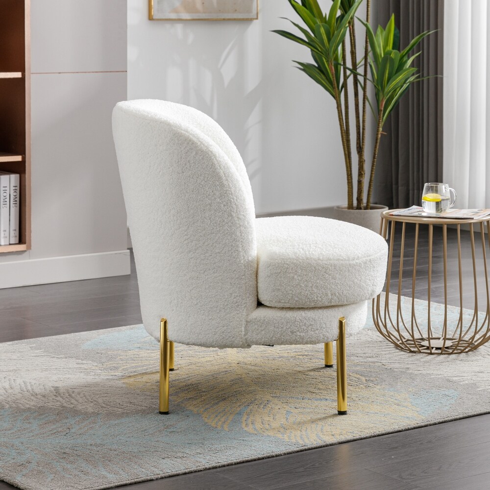 Boucle Upholstered Accent Chair With Gold Legs