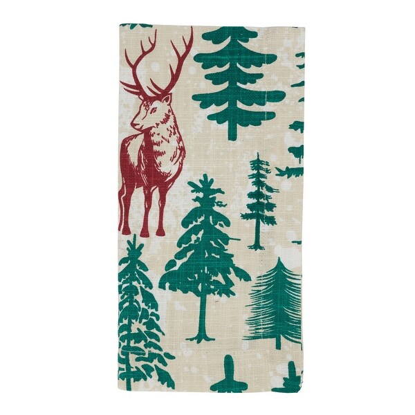 Deer and Trees Holiday Table Napkins (Set of 4)