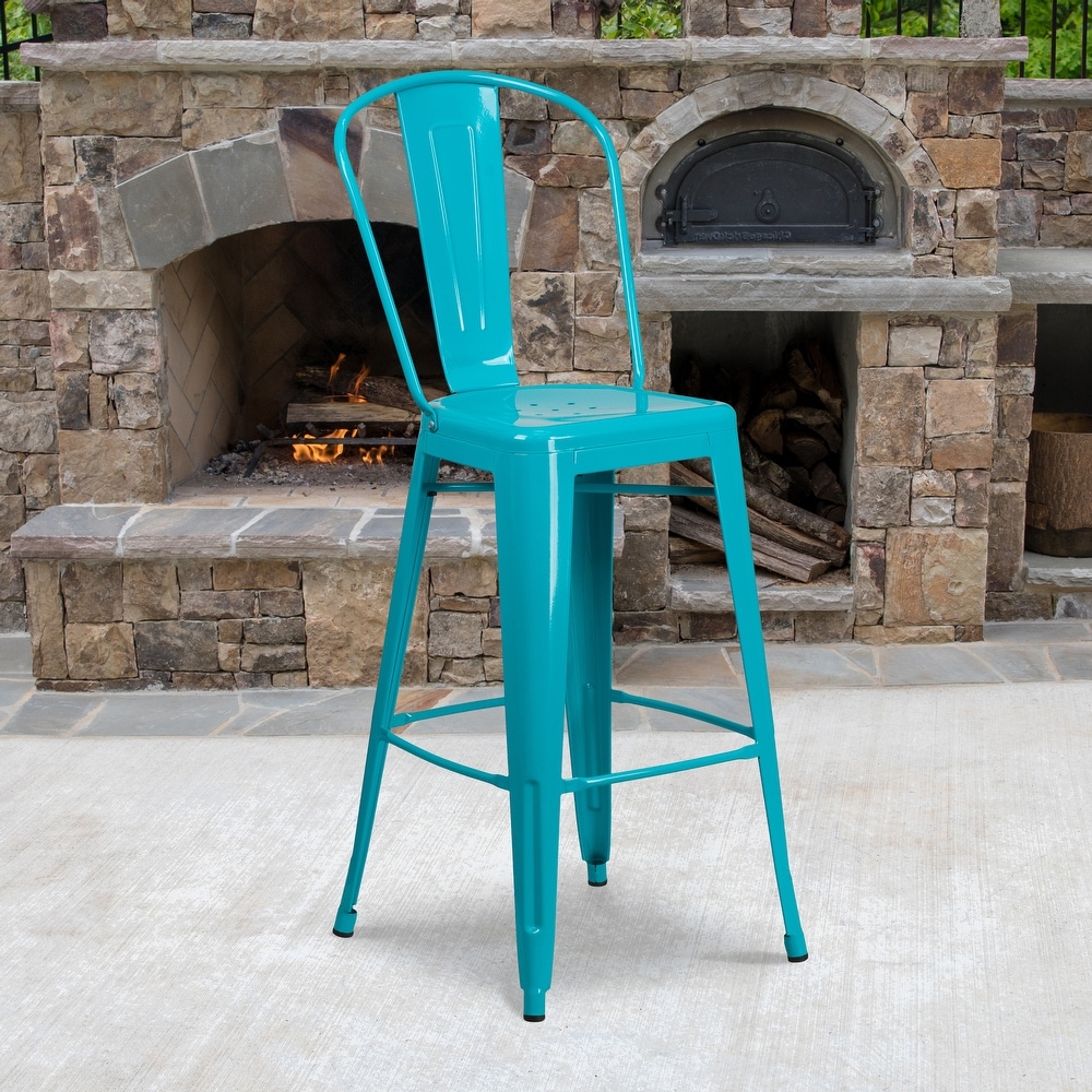 30'' High Metal Indoor Outdoor Barstool with Back   18\