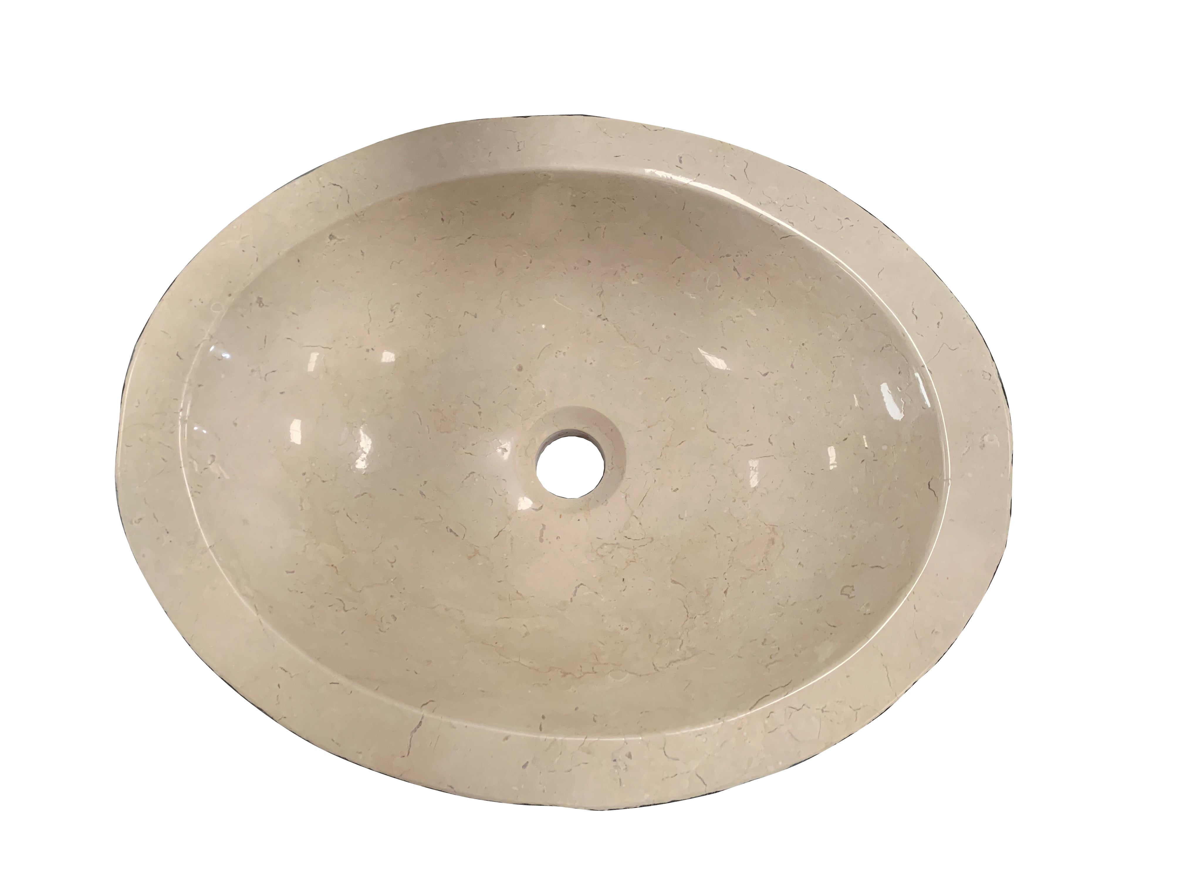 Bonette Oval Chiseled Marble Vessel Sink