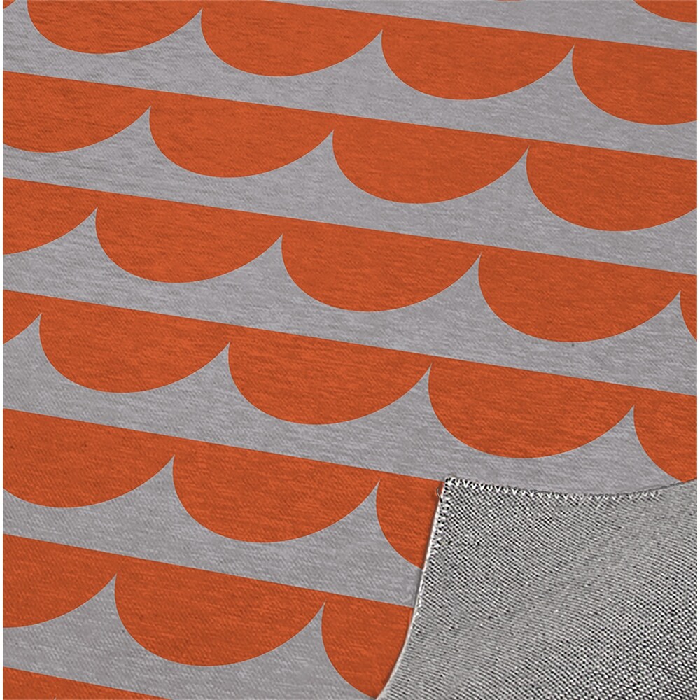 MID CENTURY SCALLOP ORANGE Kitchen Mat by Kavka Designs