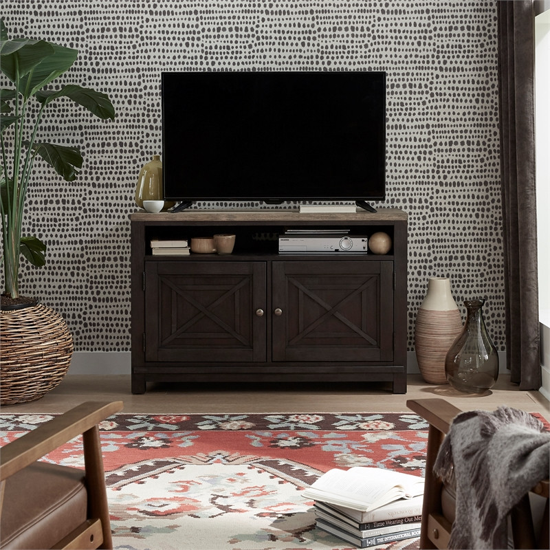 Heatherbrook Black 46 Inch TV Console   Transitional   Entertainment Centers And Tv Stands   by Homesquare  Houzz