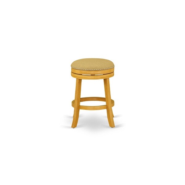 East West Furniture Devers Swivel Backless Barstool 24'' Seat Height And Pu Leather Roast (Color Options Available)