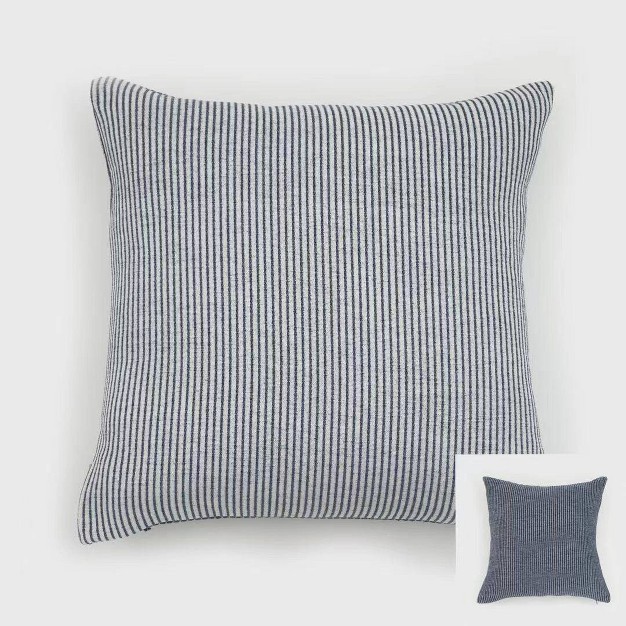 Elsa Reversible Woven Striped Chenille Square Throw Pillow Evergrace