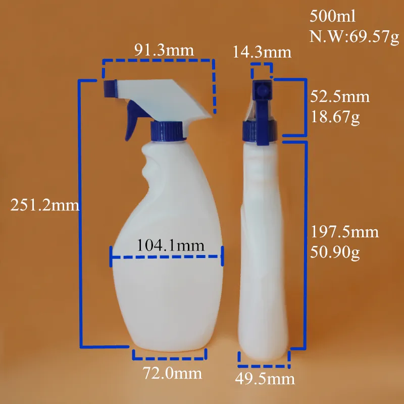 Plastic trigger sprayer 24/410 28/410  plastic 500ml bottle with pump spray