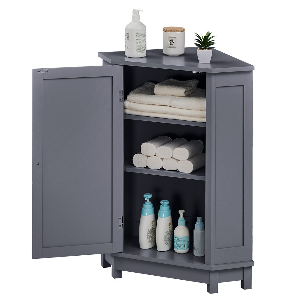 Living Room Corner Floor Storage Cabinet Plant Display Cabinet  Grey