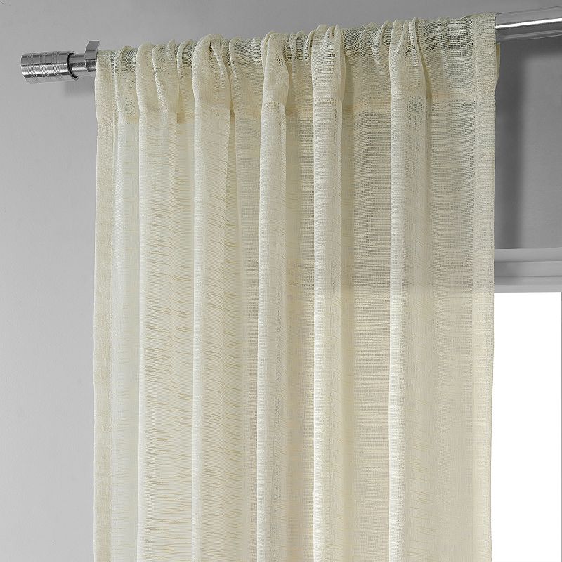 EFF 1-Panel Solid Open-Weave Sheer Window Curtain