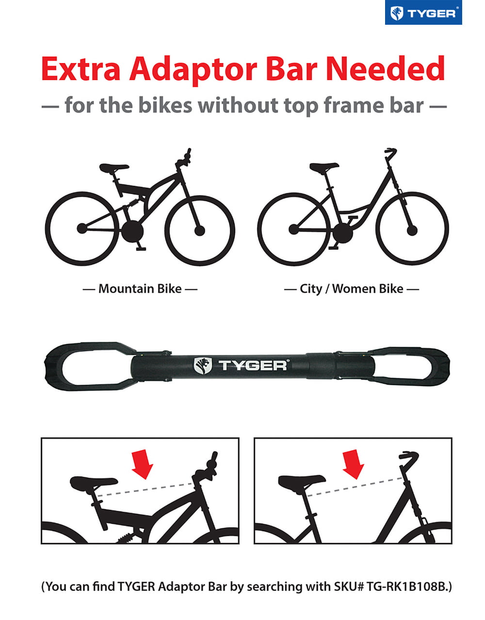 Tyger Auto TG-RK3B101S 3-Bike Hitch Mount Bicycle Carrier Rack | Free Hitch Lock and Cable Lock | Compatible with both 1.25