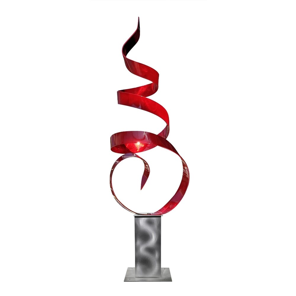 Statements2000 Large Abstract Metal Sculpture Modern Indoor Outdoor Decor by Jon en   Sea Breeze with Silver Base