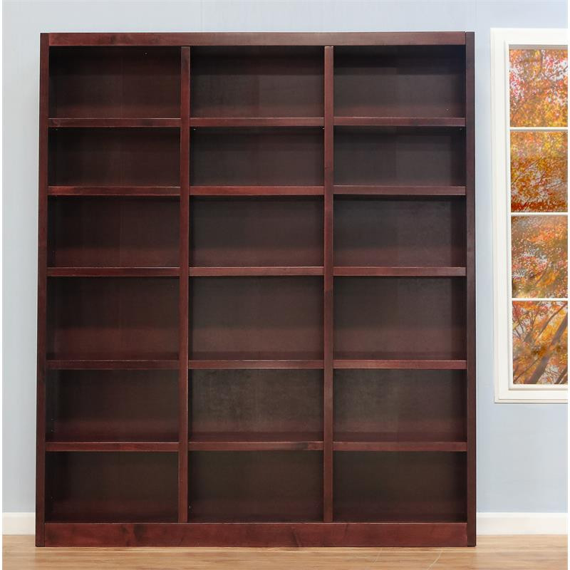 Bowery Hill Traditional 84 quotTall 18 Shelf Triple Wide Wood Bookcase in Dry Oak   Transitional   Bookcases   by Homesquare  Houzz