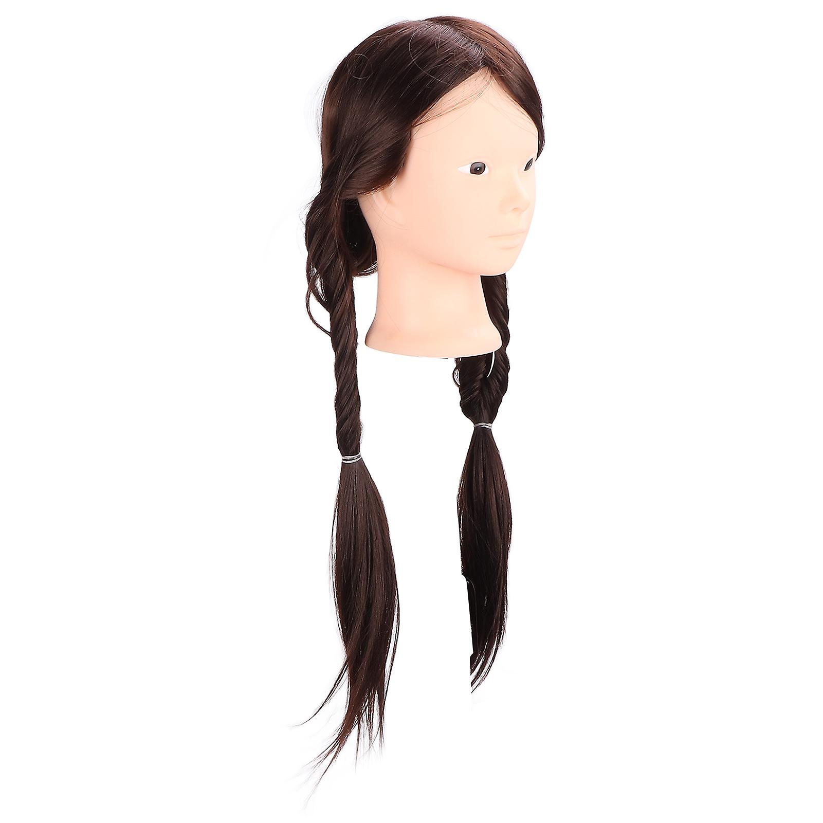 Long Brown Hair Mannequin Head High Temperature Synthetic Hair Styling Practice Training Head For Beauty Teachers Students