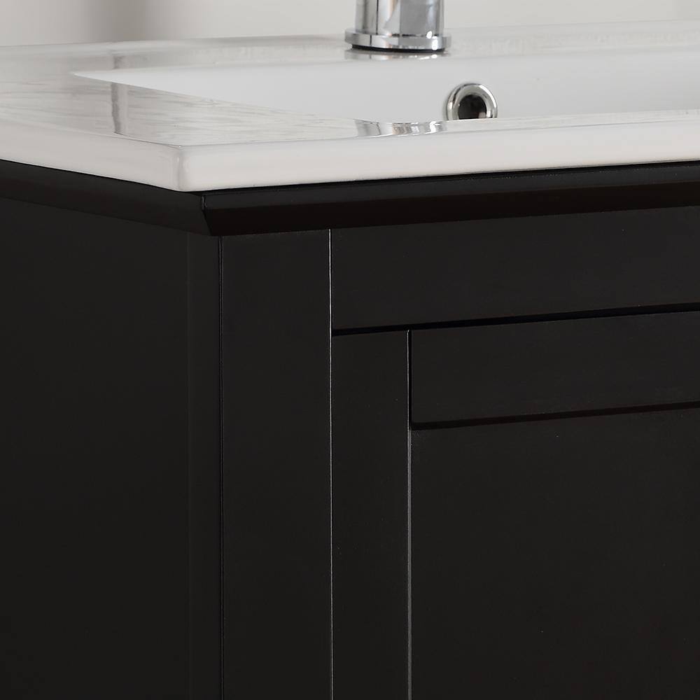 Fresca Bradford 30 in. W Traditional Bathroom Vanity in Black with Ceramic Vanity Top in White with White Basin FVNHD0105BL-CMB