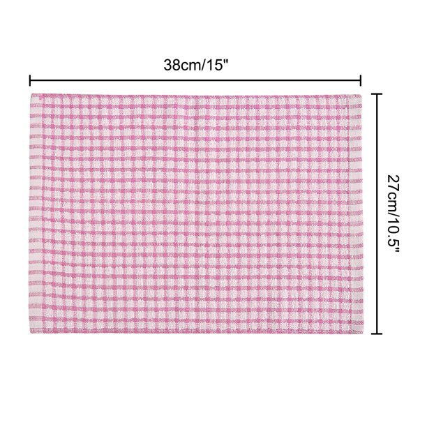 Kitchen Restaurant Hotel Terry Cotton Dish Cleaning Towels Pink Color 10.5 x 15 Inch 5pcs