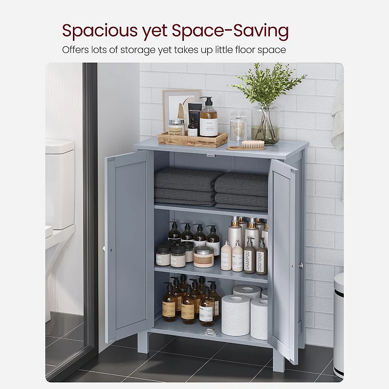 Bathroom Floor Storage Cabinet， Bathroom Storage Unit With 2 Adjustable Shelves