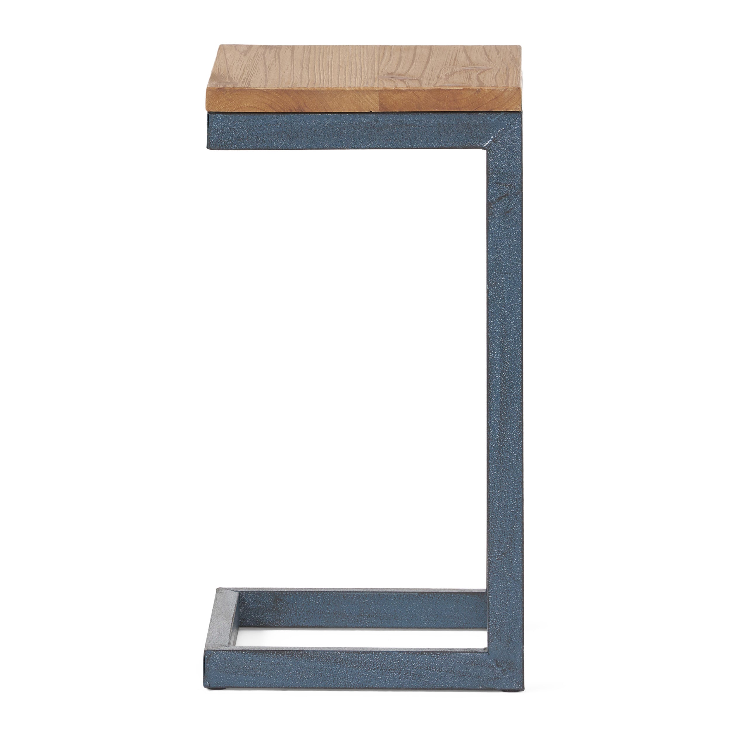 Ramona Modern Industrial Firwood C-Shaped Accent Side Table with Iron Frame