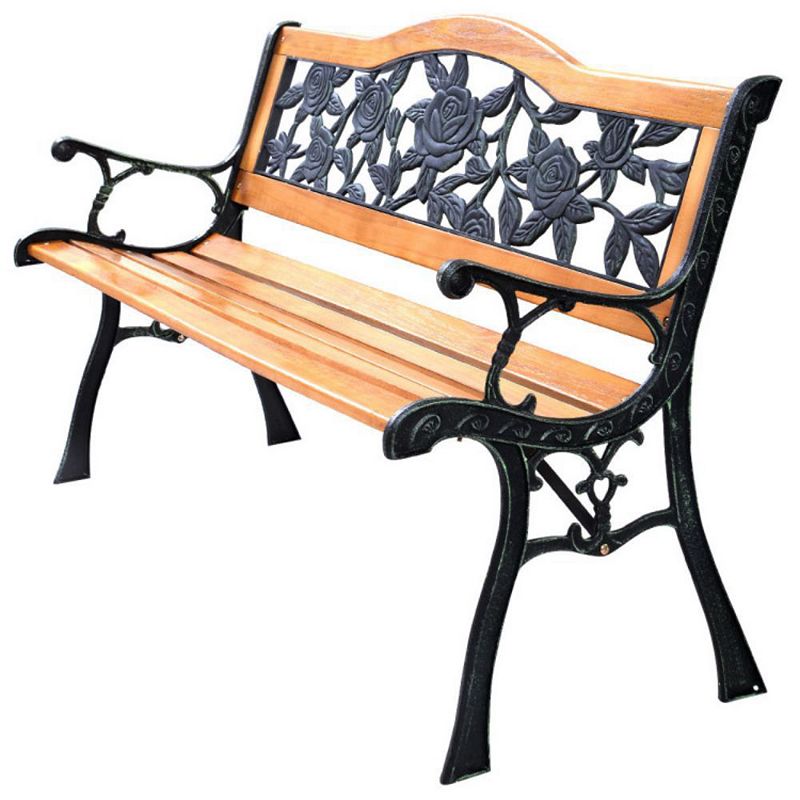 Hivago Park Garden Iron Hardwood Furniture Bench Porch Path Chair