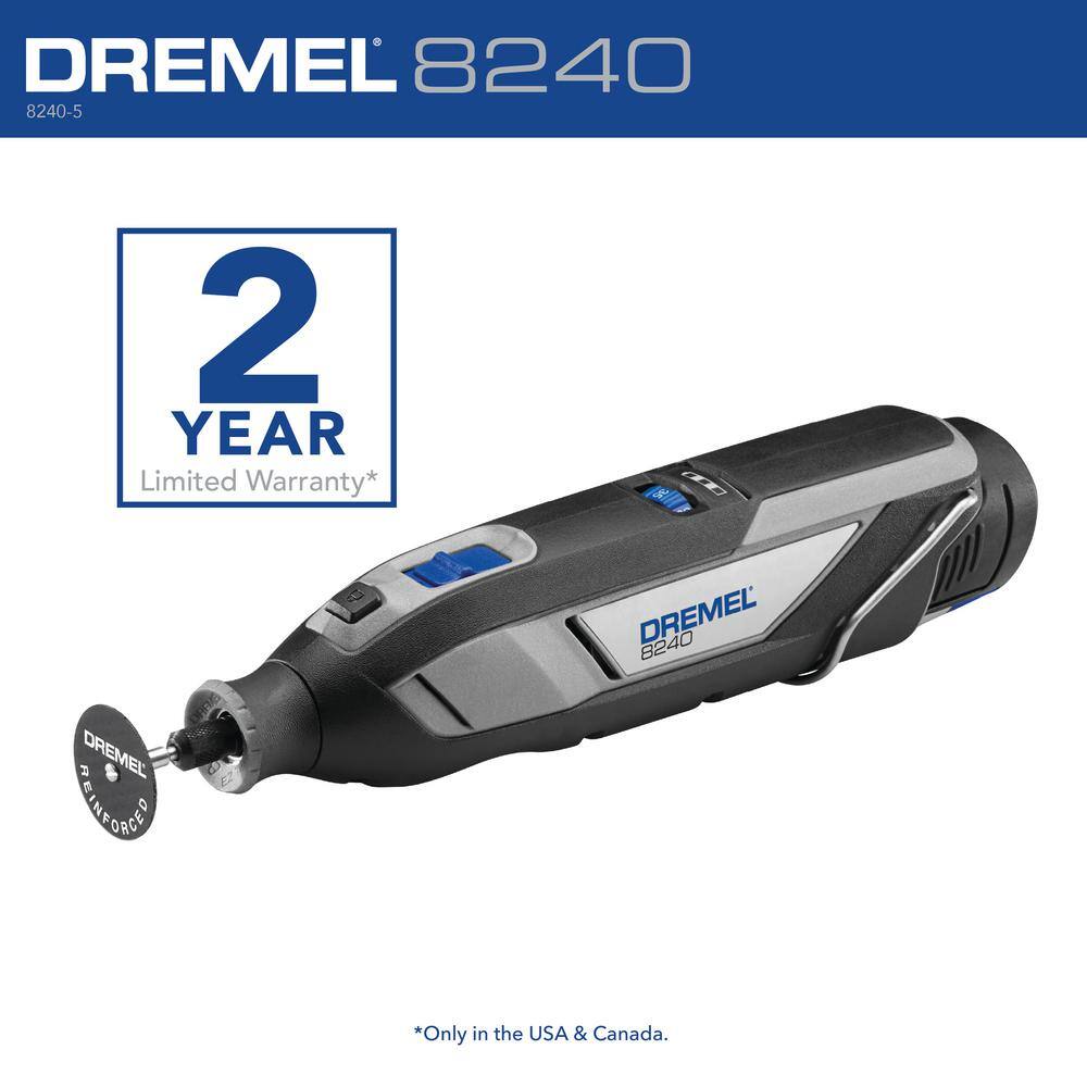 Dremel 12V Li-Ion 2-Amp Variable Speed Cordless Rotary Tool Kit with 2Ah Battery 1 Charger 5 Accessories and Storage Bag 8240-5