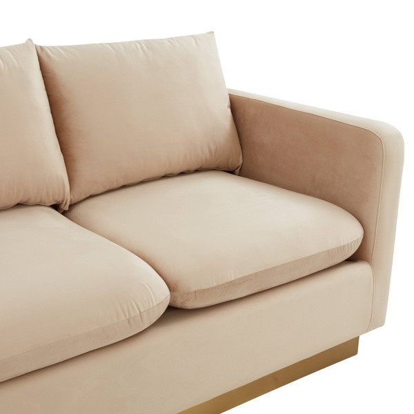 LeisureMod NS83BG Nervo Beige Modern Mid Century Velvet Sofa with Gold Frame   Contemporary   Sofas   by clickhere2shop  Houzz