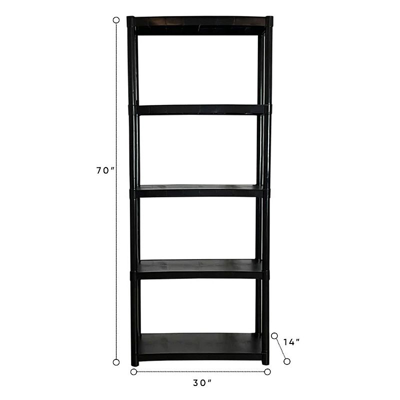 Juggernaut Storage 70 Plastic 5 Tier Garage/Shed Utility Shelving Rack， Black