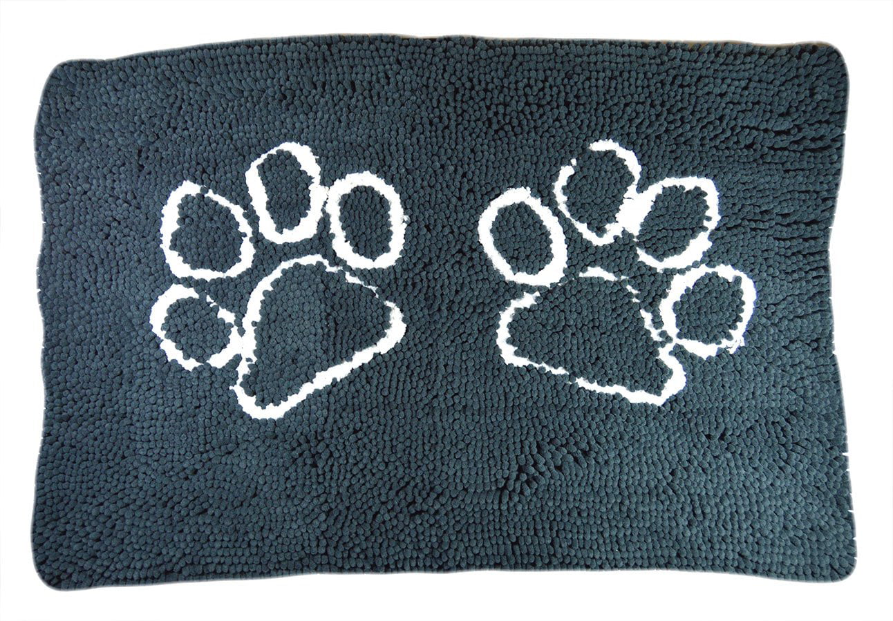 My Doggy Place Ultra Absorbent Microfiber Indoor Door Mat (Charcoal w/ Paw Print， Large (36