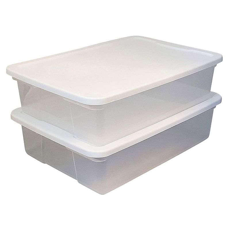 Homz 28 Qt Snaplock Clear Plastic Storage Container Bin with Secure Lid， 2 Pack