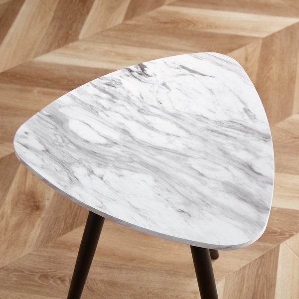 Triangle Faux Marble Side Table