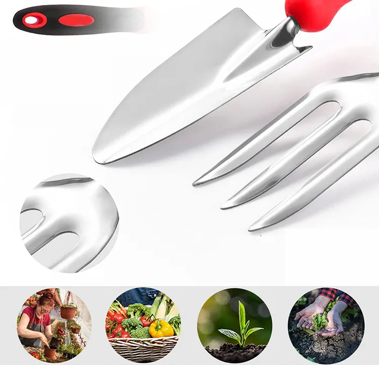 Red and black stainless steel garden tool set Weeding and planting gardening scissors water bottle multifunctional garden tools