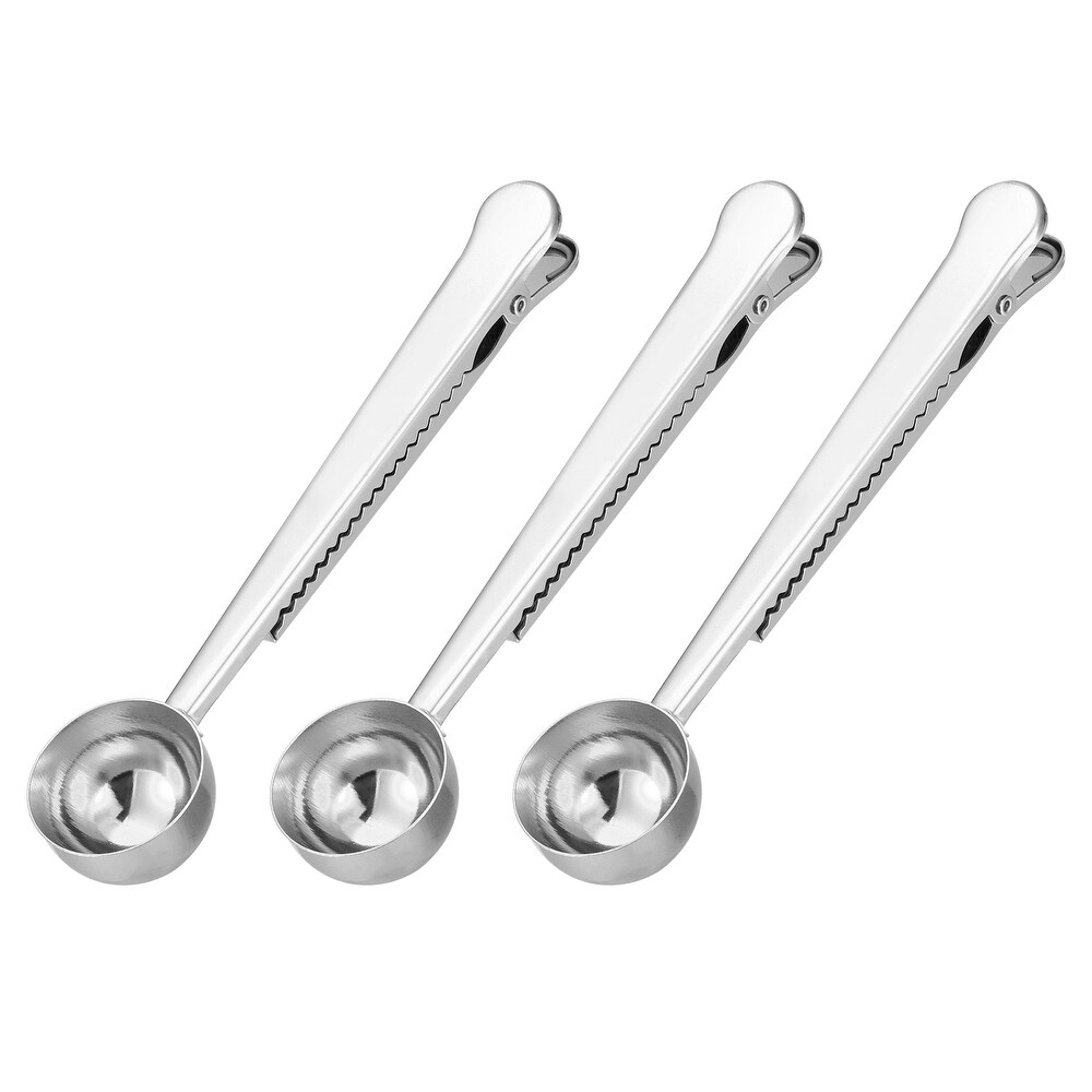 3Pcs Stainless Steel Coffee Scoop Clip 2 in 1 Coffee Measuring Spoon