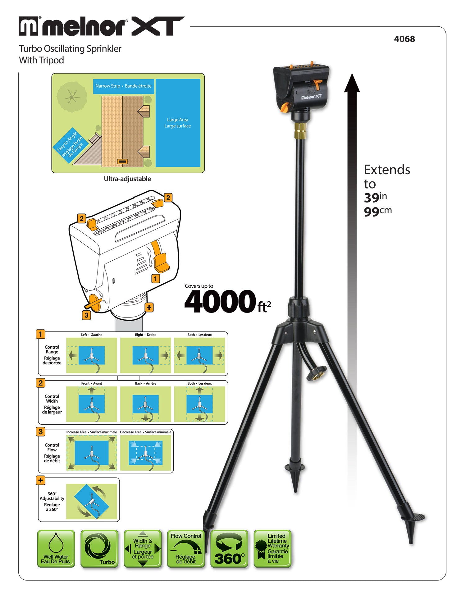 Melnor MiniMax Turbo Oscillating Sprinkler with Tripod