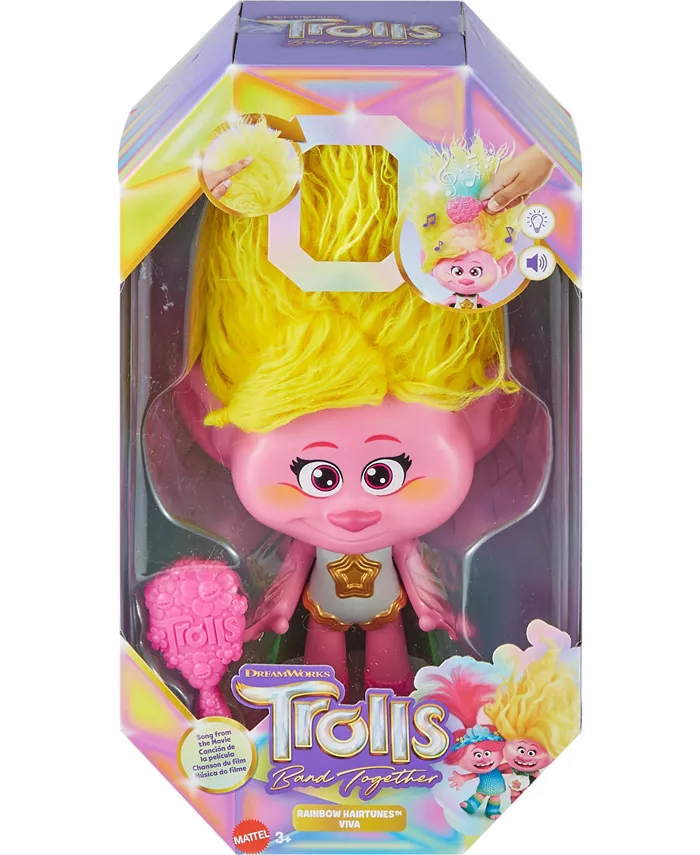 Trolls DreamWorks Band Together Rainbow Hairtunes Viva Doll with Light Sound