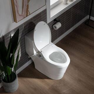 WOODBRIDGE Marsala II One Piece 1.1GPF1.6 GPF Dual Flush Elongated Toilet with Non-Electric Toilet Seat Included in White HT0042