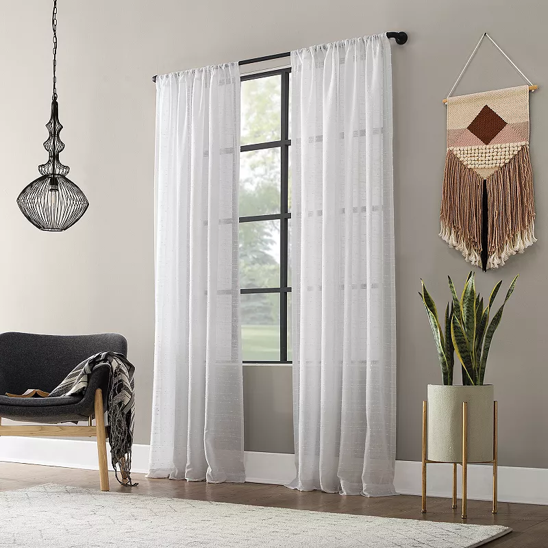 Clean Window Textured Slub Stripe Anti-Dust Window Curtain