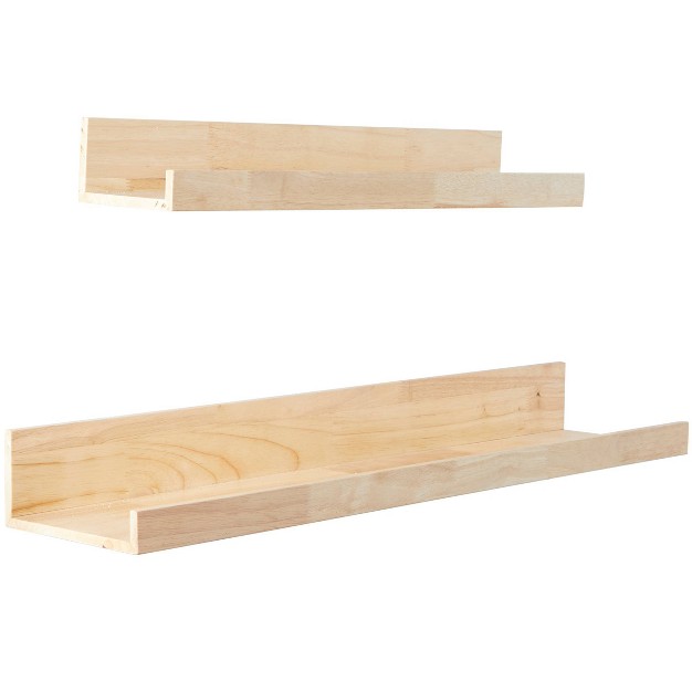 Set Of 2 Wood 2 Wall Shelves With Light Brown Novogratz