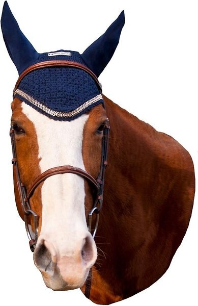 Equine Couture Horse Fly Bonnet With Gold Chain