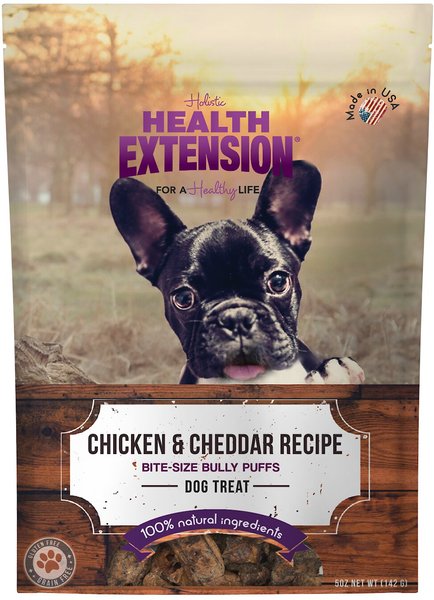 Health Extension Bully Puffs Grain-Free Chicken and Cheddar Cheese Dog Treats