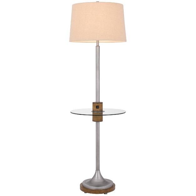 Metal Floor Lamp With Glass Tray Antique Silver Cal Lighting