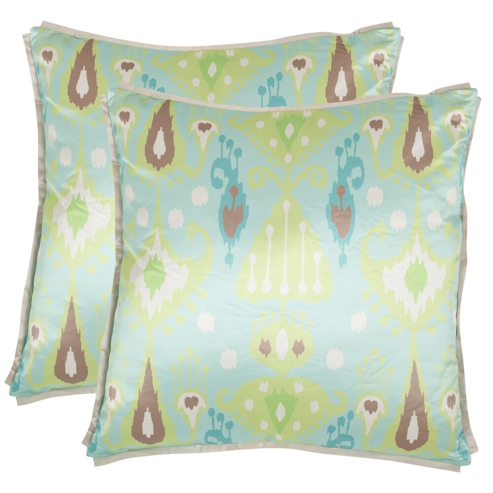 SAFAVIEH Stella 18 inch Blue/ Green Decorative Pillows (Set of 2)