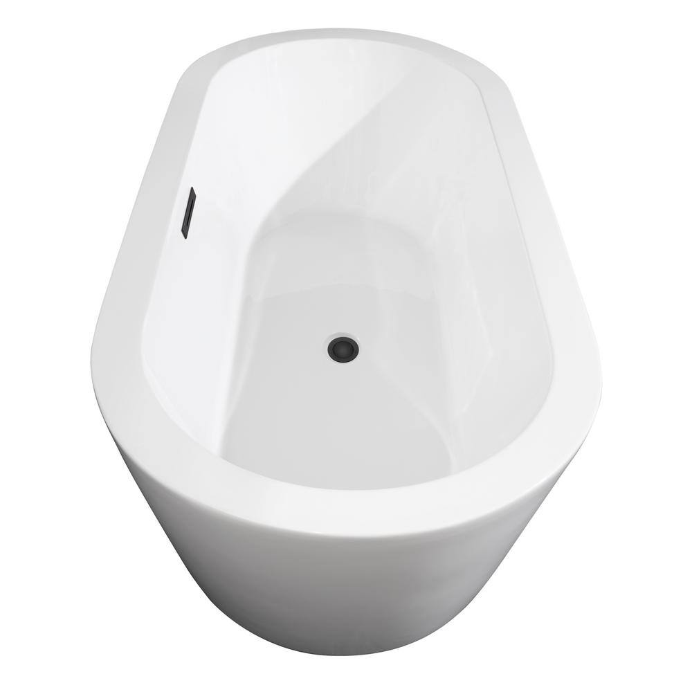 Wyndham Collection Mermaid 71 in. Acrylic Flatbottom Bathtub in White with Matte Black Trim WCOBT100371MBTRIM