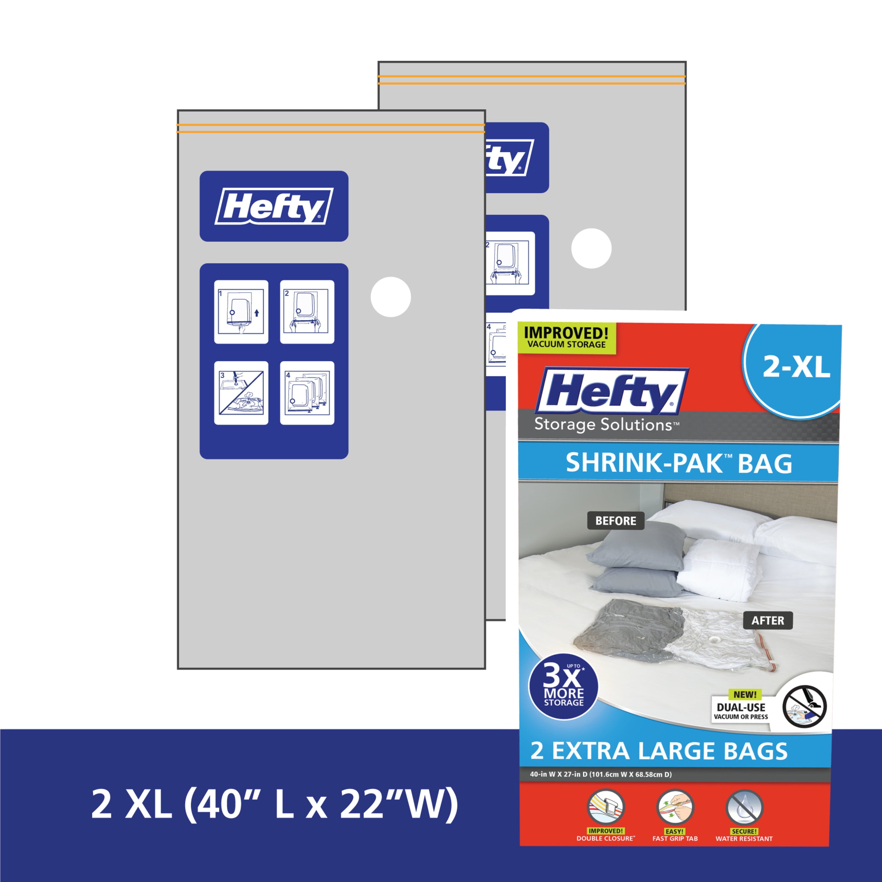 Hefty SHRINK PAK 2 XL Vacuum Storage Bags