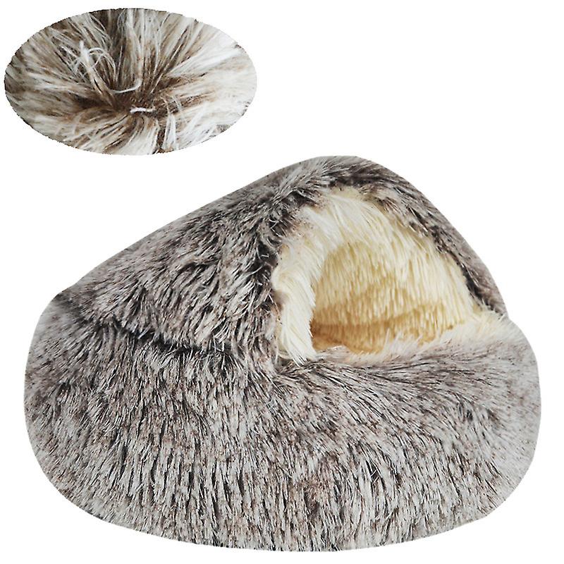 New Plush Dog's Nest Crystal Plush Round Half Pack Cat's Nest Warm And Comfortable Sleep Plush Round Cat's Nest Four Seasons Nest