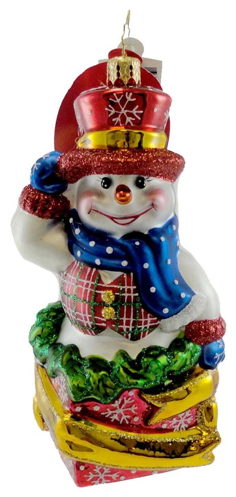 Christopher Radko SNOWY PARCEL PAL Blown Glass Ornament   Contemporary   Christmas Ornaments   by Story Book Kids Inc  Houzz