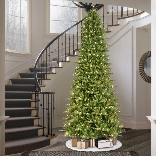 Puleo International 9 ft. Prelit Slim Fraser Fir Artificial Christmas Tree