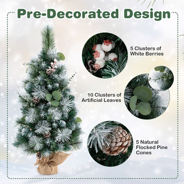 Gymax 3 FT Artificial Christmas Tree w/ 98 Branch Tips Pine Needles