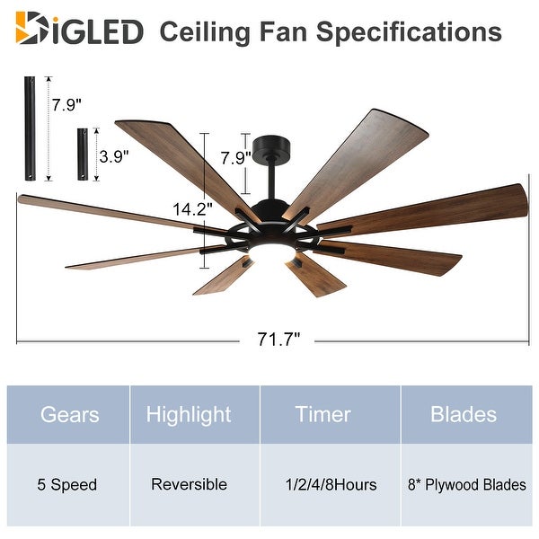 Remote Ceiling fan with Lights Large 8 Wooden Blades Shopping - The Best Deals on Ceiling Fans | 41709070