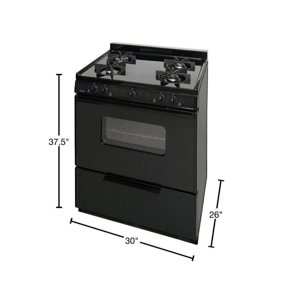 Premier 30 in. 3.91 cu. ft. Battery Spark Ignition Gas Range in Black BMK5X0BP