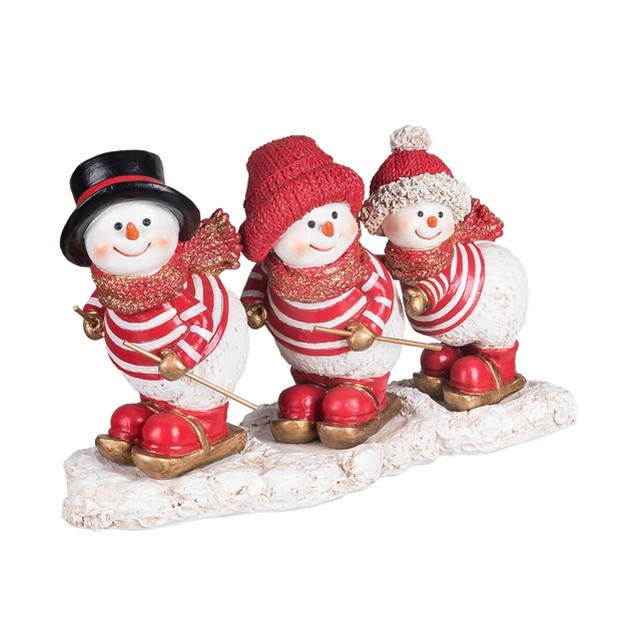 Transpac Resin 9 5 In Multicolor Christmas Skiing Snowman Decor