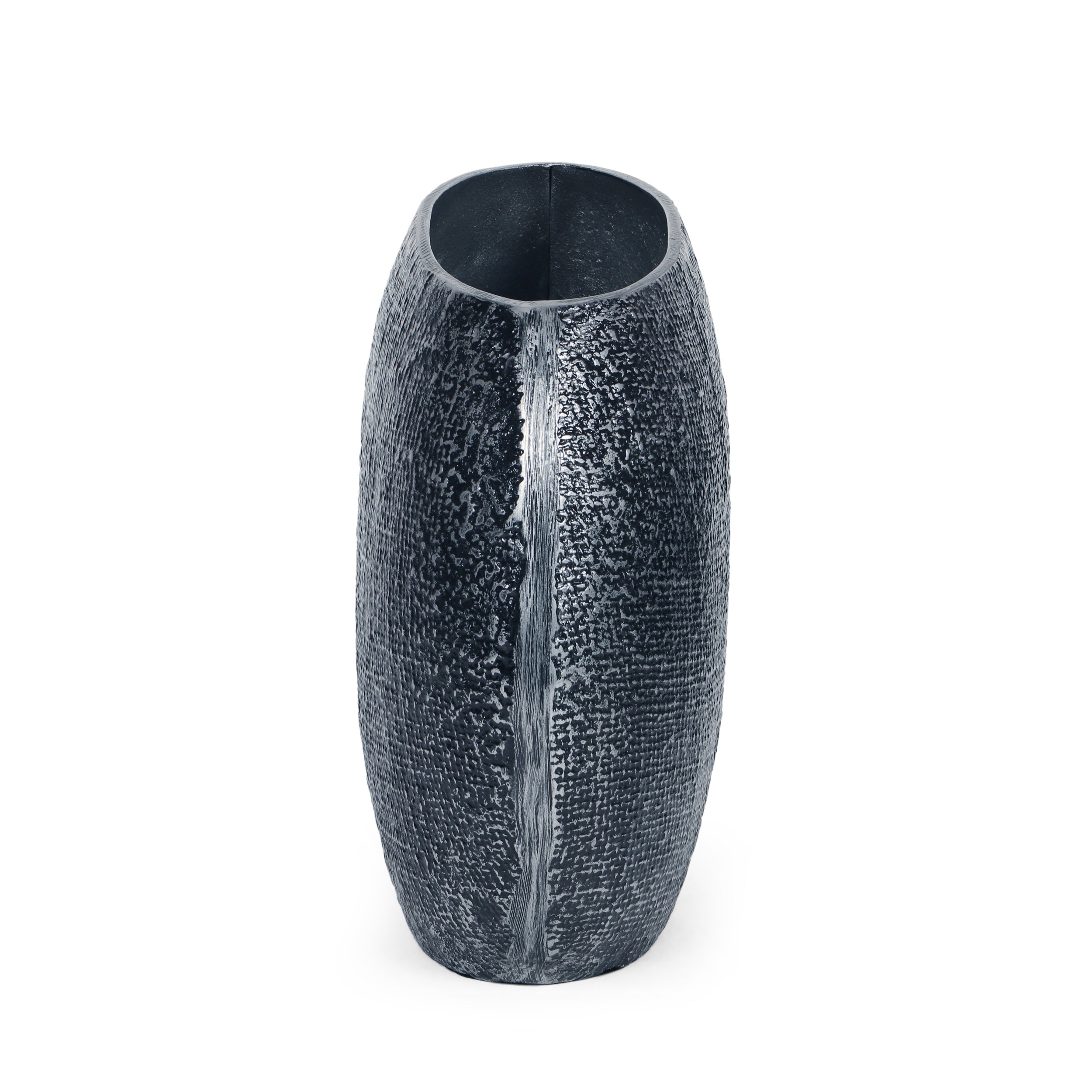 Caryl Modern Handmade Aluminum Flat Vase, Charcoal