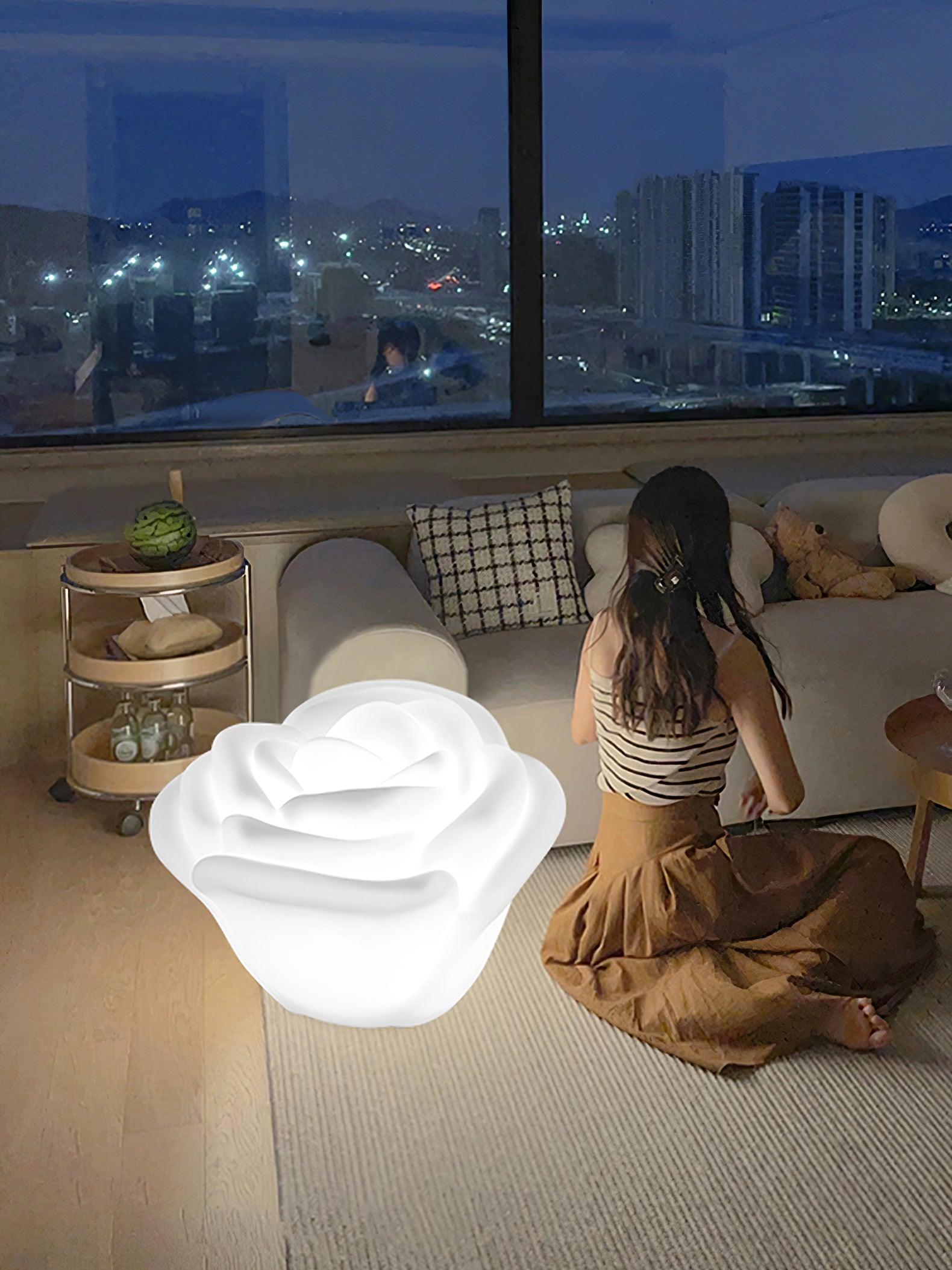 White Rose Shaped LED Table Lamp